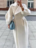 Winter Coat For Women Solid Loose Lapel Double Breasted Trench Vintage Long Sleeve Jackets Warm Thick Woman Coats