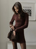 Elegant Women Ribbed Knitted Mini Dress Turtleneck Long Sleeve Solid Slim Sweater Dress Autumn Winter Casual Knitwear Dress