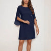 Woman Chiffon Bell Sleeve Shift Dress Woman Round Neck Soft Touch Lightweight Chic Design for Casual Elegance