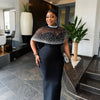 Women Short Cloak Sleeve Rhinestone Bodycon Long Dress Fall Vacation Evening Birthday Night Party Vestidos Sexy Dresses