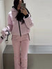 Women Hooded Zipper Short Skiing Cotton Jacket Long Sleeved Thick Warm Coat Comfortable Long Sports Pant Lady Ski Set