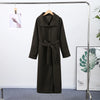 Retro Solid Stand Collar Long Tweed Coat Women Large Lapel Single Breasted Coats With Belt Lady Chic Street Outwear