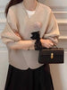 Pleated Item Loose Solid Color Women's Cardigan Coat V Neck Casual Style Female Coats Spring 17S0440
