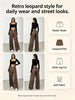 Women Leopard Print Wide Leg Pants Elastic High Waist Loose Casual Trousers Streetwear Y2K Long Palazzo Pants