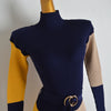 Fall Winter Knit Rib Wrap Hips Bodycon Pencil Dress for Women Elegant Long Sleeve Turtleneck Sweater Dress with Belt