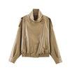 Women Pu Leather Black Coats Stand Collar Long Sleeve Zipper Jacket Woman Vintage High Street Pu Jackets