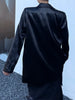 Women Silver Big Size Glossy Sensation Blazer Lapel Long Sleeve Loose Jacket Tide Autumn 31A0901