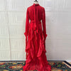 early autumn turtleneck full sleeves shinny ruffles pullover Arabic styles floor length vacation dress female vestido