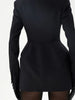 Women Waist Cinching Suit Jacket Elegant V-neck Full Sleeve Single Button Shoulder Pad Slim Coat Lady Commute Outerwear