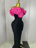 Stereoscopic Red Flowers Sexy Off The Shoulder Ankle Lenght Bandage Dress Woman Birthday Party Vestido Wedding Party Outfit