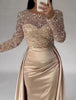 Women Party Dress Long Sleeve Sequins Empire Mesh Elegant O-neck Lady Big Swing Banquet Temperament Clothing