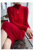 Autumn And Winter 100% Pure Wool Ladies Long Sweater Skirt Semi-High Collar Cashmere Dress Large Knit Bottoming Skirt