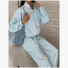Women Frog Button Satin Jacket Lattern Pants Set Stand Collar Long Sleeve Top Wide Leg Pant Loose Fit Suit Summer Casual Outfits