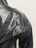 Edgy Faux Leather Cropped Jacket for Women Lapel Snap Button Irregular Pleated Ruffle Hem Long Sleeve Biker Coat