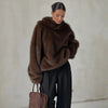 Winter Women's Furry Hooded Faux Fur Pullover Women Loose Full Sleeve Warm Solid Coat Winter Lady Street Chic Outwear
