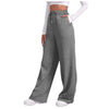 Women's Winter Sweatpants Solid Color Casual Fleece Sweatpants Outdoor Travel Camping Wide Leg Straight Pants