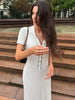 Women's High Waist Knitted Rib Slim Maxi Dress Casual Loose Elegant Temperament Long Dress for Autumn Femme Solid Color Dress