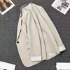 Beige Notched Collar Jacket Women Korean Chic Patchwork Long Sleeve Small Suit Coat Casual Simple Single Button Blazers