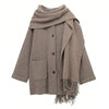 Women Elegant Knitted Cardigan Coats With Scarf Single Breasted Long Sleeve Jackets High Street Lady Chic Outerwear