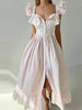 Flying Sleeve Ruffle Striped Slip Long Dress Women Elegant Square Collar Waist Cinching Pleat Party Dresses Chic Ladies Vestido