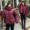 Winter Women Thicke Cotton Coat Loose Hooded Puffer Jacket Cropped Down Cotton Padded Coat Female Parkas Outwear