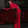 High Street Red Christma Hooded Long Sleeve Maxi Dress for Woman Slim Solid Bodycon Party Vestidos Elegant Autumn Dresses