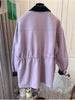 Retro Color Contrast Pink Polo Collar Loose Mid-length Coat for Women Spring and Autumn Korean Style Trench