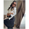 Pleated Waist Cinching Blazer Coat Women Chic Deep V-neck Full-sleeve Single Breasted Slim Coats Lady Commute Jacket