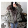 White Duck Down Jacket Winter Women Warm Loose Coat Natural Real Fox Fur Collar Thick Outerwear Parkas