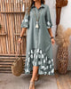Polka Dot Printed Dress For Women Elegant Commuting Loose Lapel Single Breasted Flared Sleeves Spliced big Hem Dresses