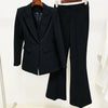 Designer Blazer Suit Set Women's Single Button Red Blazer Flare Pants Suit