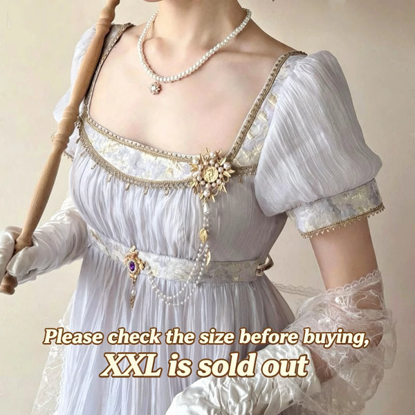 Handmade Regency Empire Waist Lolita Gown Women Vintage Green Beaded Lace Formal Dress Harajuku Elegant Party Outfit Chic Retron
