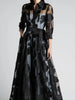 Autumn Dress for Women Polk Dot Elegant Turn Down Collar Transperant 3/4 Sleeve Elegant Casual Vintage A-Line Long Dress