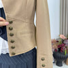 Women's Autumn Vintage Slim Fit Chic Metal Buttons High Waist Cropped Casual Coat Office Lady Suit Jacket Tops J407