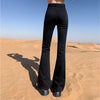 Woman High Waist Vintage Flare Jeans Female Elastic Bell Bottom Pants Girls Black Brown Deep Blue Light Blue Denim Trousers