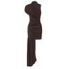 Elegant Slim Fit Pleat Irregular Long Dress Women Long Sleeve Turtleneck Patchwork Robes Chic Party Banquet Wear