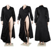 Vintage Women Long Sleeve High Side Split Ruched Up Wrap Lapel Collar White Maxi Long Dress Street Dresses