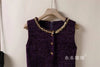 Womens Dresses Small Fragrant Tweed Vest Skirt Beaded Sequined Tweed A word Loose Dress Spring and Autumn Women's Dress