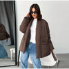 Elegant Women's Padded Jacket With Belt Winter Lace Up Waist Cinching V Neck Warm Coats Lady Casual Street Outerwear
