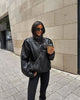 Solid Leather Moto Jacket For Women Winter Turtleneck Retro Coats Asymmetry Elegant Vintage PU Jackets