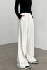 Korean White Suit Pants Women Casual Loose High Waisted Wide Leg Pants Ladies Simple All-Match Office Straight Trousers