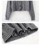V Neck Cropped Cardigan Women Long Sleeve Twist Knitted Sweater Coats Autumn Winter Keep Warm Korean Cardigan