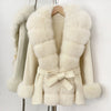 Fox Fur Coat Female Autumn Woolen Coat Winter Warm Real Fur Collar Wool Blend Jacket Women Warm Clothes for Women