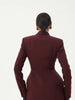 Women Waist Cinching Suit Jacket Elegant V-neck Full Sleeve Single Button Shoulder Pad Slim Coat Lady Commute Outerwear