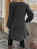 Elegant Plus Size Women's Dress Autumn Winter, Round Neck Long Sleeve Button Pocket Dress