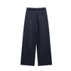 Women Solid Lace Up Side Zipper Straight Pants Vintage High Elastic Waist Female Chic Lady Trousers