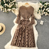 European Court Style Dress for Women A Design Sense Tassel V-neck Slim Fit Long High-temperature Pleated Flared Sleeve