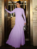 Elegant Pink Irregular Pleated Maxi Dress Women O-Neck Long Sleeve Ruched Slim Long Dress Wedding Guest Evening Party Robes