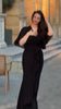 Solid Long Dress Women Flare Sleeve A Line Dresses Casual Ruffles Midi Waist Vestidos V Neck Office Lady Slight Strech