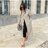 Women Casual Plaid Windbreaker Turn-down Collar Long Sleeve Belt Waist Jacket Spring High Street Lady Commute Coat